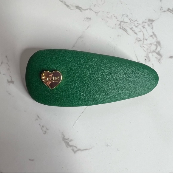 Stoney Clover Lane Vegan Leather green and gold barrette - Picture 1 of 4